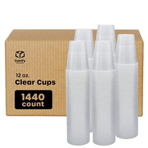 Comfy Package [Bulk Case of 6/240 Count] 12 oz. Clear Disposable Plastic Cups - Cold Party Drinking Cups
