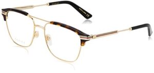 gucci gg 0241o 003 gold havana plastic rectangle eyeglasses 54mm