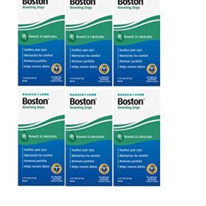 Bausch and Lomb Boston Rewetting Drops for Hard Rigid Gas Permeable Contact Lenses, Travel Size 0.33 oz (10ml) - Pack of 6