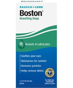 Bausch and Lomb Boston Rewetting Drops for Hard Rigid Gas Permeable Contact Lenses, Travel Size 0.33 oz (10ml) - Pack of 6