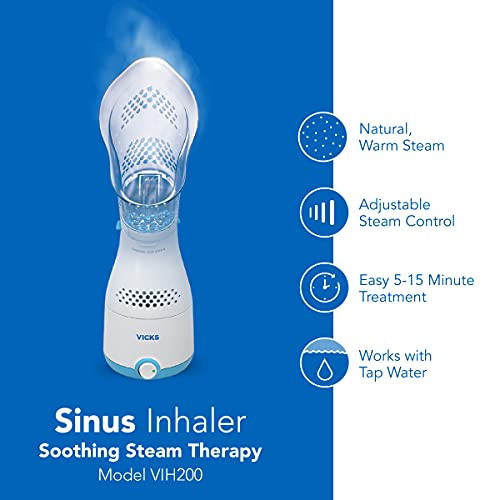 Vicks Personal Sinus Steam Inhaler with Soft Face Mask – Face Humidifier with Targeted Steam Relief Aids with Sinus Problems, Congestion and Cough