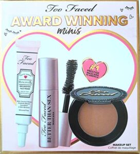 too faced award winning minis makeup set of 3 minis: hangover face primer, better than sex mascara and chocolate bronzer