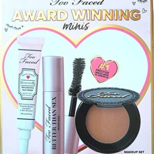 Too Faced Award Winning Minis Makeup Set of 3 Minis: Hangover Face Primer, Better Than Sex Mascara and Chocolate Bronzer