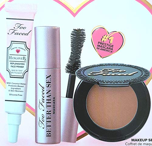 Too Faced Award Winning Minis Makeup Set of 3 Minis: Hangover Face Primer, Better Than Sex Mascara and Chocolate Bronzer