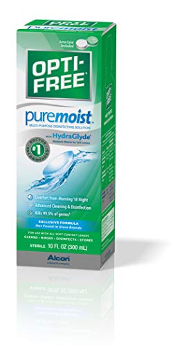 Opti-Free Puremoist Multi-Purpose Disinfecting Solution with Lens Case, 10-Ounces, 10 FL Oz (Pack of 1)