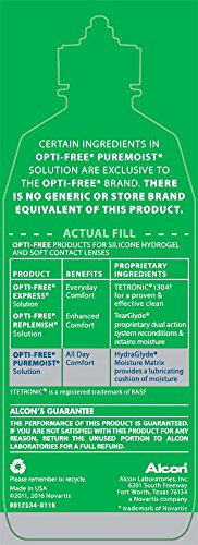 Opti-Free Puremoist Multi-Purpose Disinfecting Solution with Lens Case, 10-Ounces, 10 FL Oz (Pack of 1)