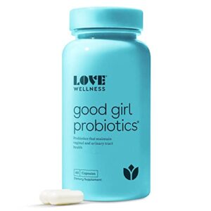 love wellness good girl vaginal probiotics, 60 capsules – supports vaginal health & maintains vaginal flora & urinary tract health – feminine health balance ph levels – dairy & gluten-free