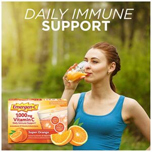 Emergen-C 1000mg Vitamin C Powder for Daily Immune Support Caffeine Free Vitamin C Supplements with Zinc and Manganese, B Vitamins and Electrolytes, Super Orange Flavor - 30 Count