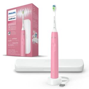 philips sonicare electric toothbrush diamondclean, rechargeable electric tooth brush with pressure sensor, sonic electronic toothbrush, travel case, pink