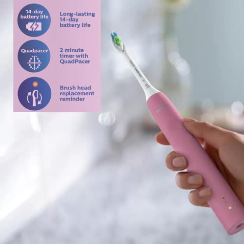 PHILIPS Sonicare Electric Toothbrush DiamondClean, Rechargeable Electric Tooth Brush with Pressure Sensor, Sonic Electronic Toothbrush, Travel Case, Pink