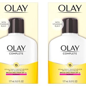 Face Moisturizer by Olay Complete Lotion All Day Daily Facial Moisturizing Lotion SPF 15 for Normal Skin and Hydration, Oil-Free Non-Greasy, 6 Fl Oz (Pack of 2)