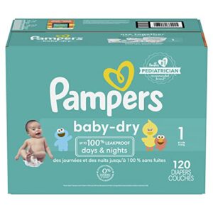 pampers baby dry size 1 diapers super pack – 120 count