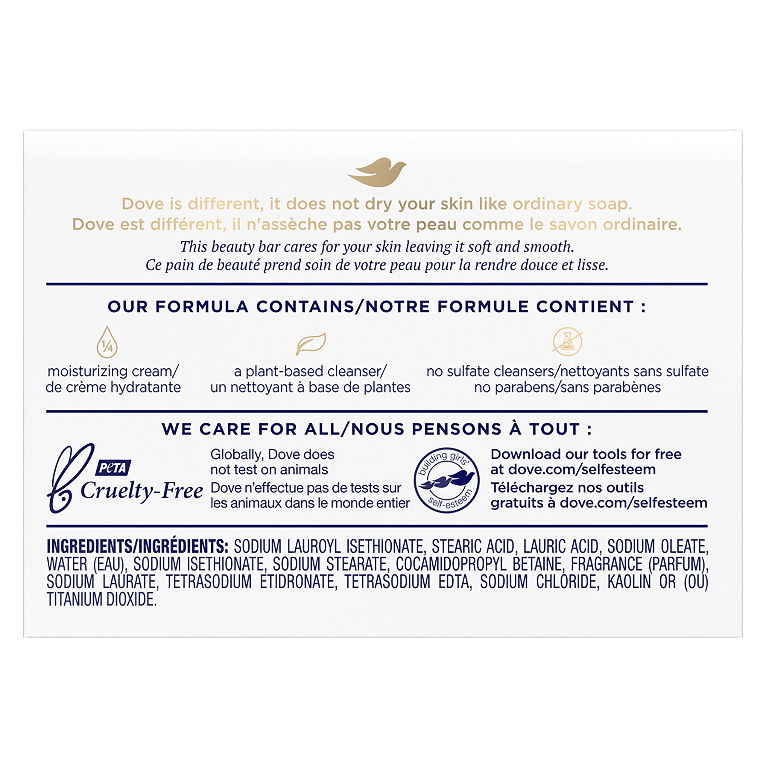 Dove Beauty Bar Gentle Skin Cleanser Moisturizing for Gentle Soft Skin Care Original Made With 1/4 Moisturizing Cream, 2.6 Ounce (Pack of 36)