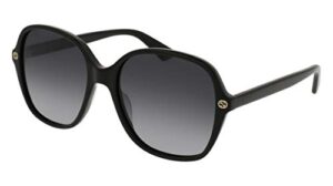 gucci women’s sensual romanticism rectangle sunglasses, black/grey, one size