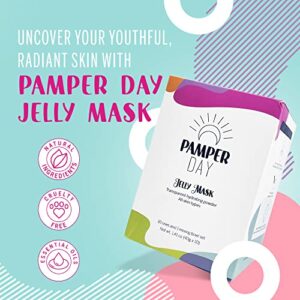 Pamper Day - Jelly Masks for Facials, Peel Off Face Mask Bundle Kit, Jelly Mask Facial Kit for Skin Care, Spa Mask Set With 10 Fruit Peel Masks, Silicone Brush, Mixing Bowl, Spatula, & Measuring Spoon