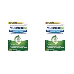 mucinex cough suppressant and expectorant, dm 12 hr relief tablets, 600 mg, multicolor, 40 count (pack of 2)