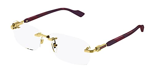 Gucci GG1221O 003 Gold Rectangular Men's Eyeglasses