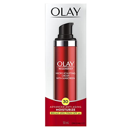 Face Moisturizer by Olay Regenerist Microsculpting Cream With SPF 30 Sunscreen  and Vitamin E for Advanced Anti-Aging, 50ml