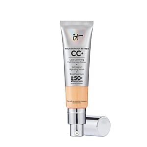 IT Cosmetics Your Skin But Better CC+ Cream, Neutral Medium - Color Correcting Cream, Full-Coverage Foundation, Hydrating Serum & SPF 50+ Sunscreen - Natural Finish - 1.08 fl oz