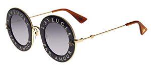 gucci womens l’aveugle par amour uv protection round sunglasses black 44mm