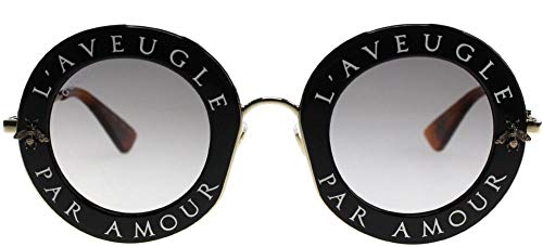 Gucci Womens L'Aveugle Par Amour UV Protection Round Sunglasses Black 44mm