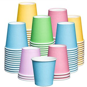 [300 count] 3 oz. small paper cups, disposable mini bathroom mouthwash cups – assorted colors