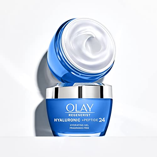 Olay Regenerist Hyaluronic + Peptide 24 Hydrating Gel, Fragrance Free, Face Moisturizer, 1.7 Oz.