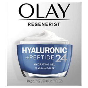 Olay Regenerist Hyaluronic + Peptide 24 Hydrating Gel, Fragrance Free, Face Moisturizer, 1.7 Oz.