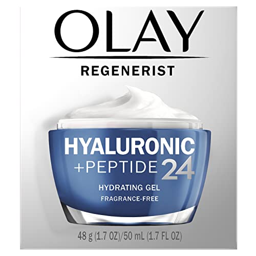 Olay Regenerist Hyaluronic + Peptide 24 Hydrating Gel, Fragrance Free, Face Moisturizer, 1.7 Oz.