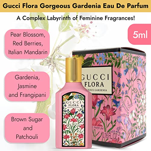 Gucci 4 Piece Mini Perfumes for Women Fragrance Gift Set - 2 ea Bloom EDP 0.16 oz splash and 2 ea Flora Gorgeous Gardenia EDP 0.16 oz splash