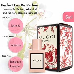 Gucci 4 Piece Mini Perfumes for Women Fragrance Gift Set - 2 ea Bloom EDP 0.16 oz splash and 2 ea Flora Gorgeous Gardenia EDP 0.16 oz splash