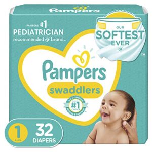 diapers newborn/size 1 (8-14 lb), 32 count – pampers swaddlers disposable baby diapers, jumbo pack (packaging may vary)