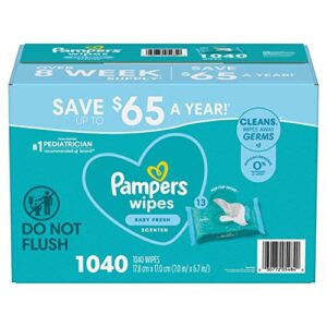 pampers scented baby wipes, baby fresh (1,040 count)