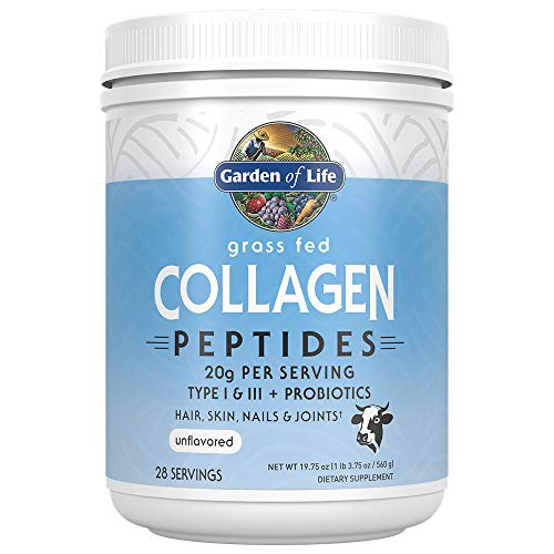 Garden of Life Grass Fed Collagen Peptides Powder – Unflavored Collagen Powder for Women Men Hair Skin Nails Joints, Hydrolyzed Collagen Protein Supplements, Post Workout, Paleo & Keto, 28 Servings