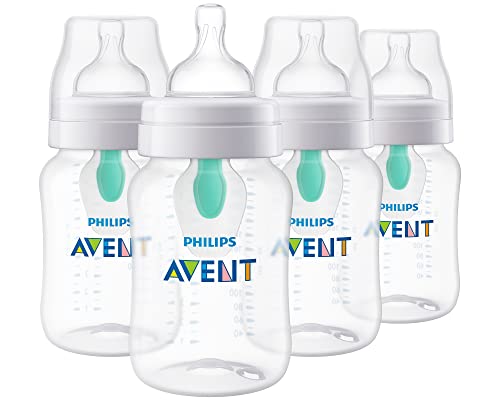 Philips Avent Anti-Colic Baby Bottles with AirFree Vent, 9oz, 4pk, Clear, SCY703/04