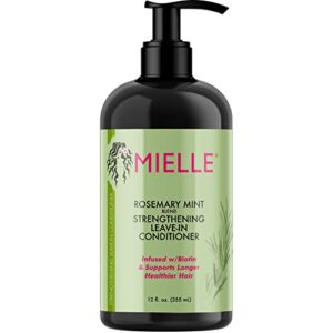 mielle organics rosemary mint strengthening leave-in conditioner, supports hair strength, smooth conditioner for dry and crinkled hair, weightless hair treatment