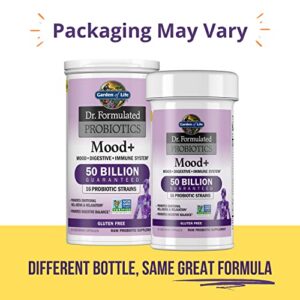 Garden of Life Dr. Formulated Probiotics Mood+ Acidophilus Probiotic Supplement - Promotes Emotional Well-Being, Relaxation and Digestive Balance - Ashwagandha for Stress Management, 60 Veggie Caps