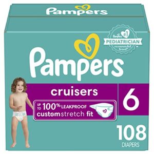 diapers size 6, 108 count – pampers cruisers disposable baby diapers, (packaging may vary)