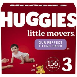 baby diapers size 3 (16-28 lbs), 156 ct, huggies little movers