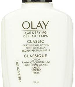 Face Moisturizer by Olay, Age Defying Classic Daily Renewal Lotion, With Sunscreen, Classic,4 oz