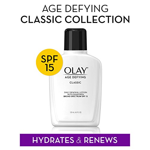 Face Moisturizer by Olay, Age Defying Classic Daily Renewal Lotion, With Sunscreen, Classic,4 oz