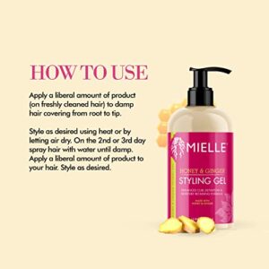 Mielle Organics Honey & Ginger Styling Gel for Enhanced Curl Definition and Moisture Retaining with Aloe for Dry, Curly, Thick, and Frizzy Hair, Non-Sticky, 13 Ounces