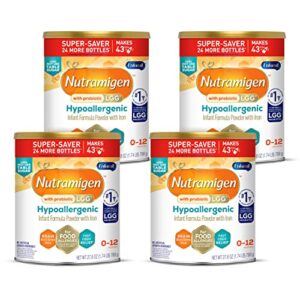 enfamil nutramigen infant formula, hypoallergenic and lactose free formula with enflora lgg, fast relief from severe crying and colic, powder can, 27.8 ounce (pack of 4)