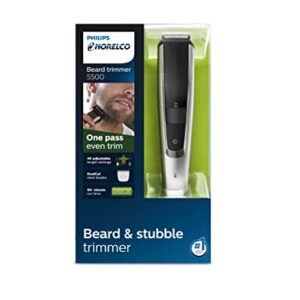 Philips Norelco Beard Trimmer and Hair Clipper Series 5500, electric, cordless, one pass beard trimmer and hair clipper with washable feature for easy clean - No blade oil needed - BT5511/49