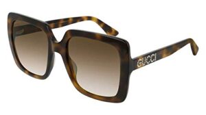 gucci gg0418s 003 54m havana/brown gradient square sunglasses for women + bundle with designer iwear complimentary eyewear care kit