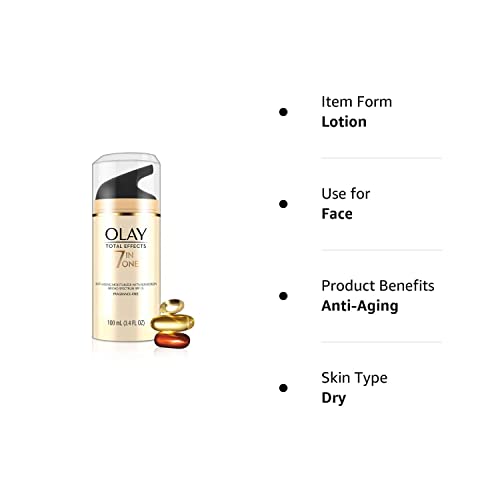 Olay Total Effects 7-in-1 Anti Aging Fragrance Free SPF-15 Large Size 3.4 fl oz! NEW FORMULA!