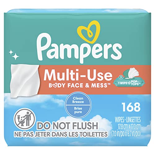 Pampers Baby Wipes Multi-Use Clean Breeze 3X Pop-Top Packs 168 Count