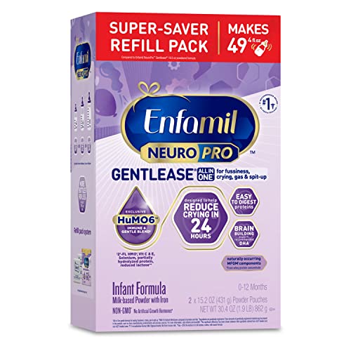 Enfamil NeuroPro Gentlease Baby Formula, Brain and Immune Support with DHA, Clinically Proven to Reduce Fussiness, Crying, Gas & Spit-up in 24 Hours, Non-GMO, Powder Refill Box, 30.4 Oz