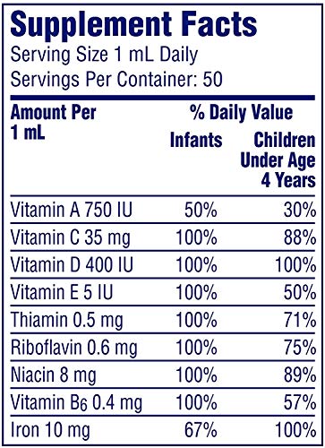 Enfamil Prenatals & Baby Vitamin Poly-Vi-Sol with Iron Multivitamin Supplement Drops for Infants and Toddlers, 50 mL dropper bottle, (Pack of 2)