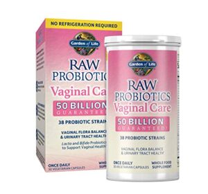 garden of life raw probiotics vaginal care shelf stable – 50 billion cfu guaranteed through expiration, acidophilus – once daily – certified gluten free – no refrigeration – 30 vegetarian capsules